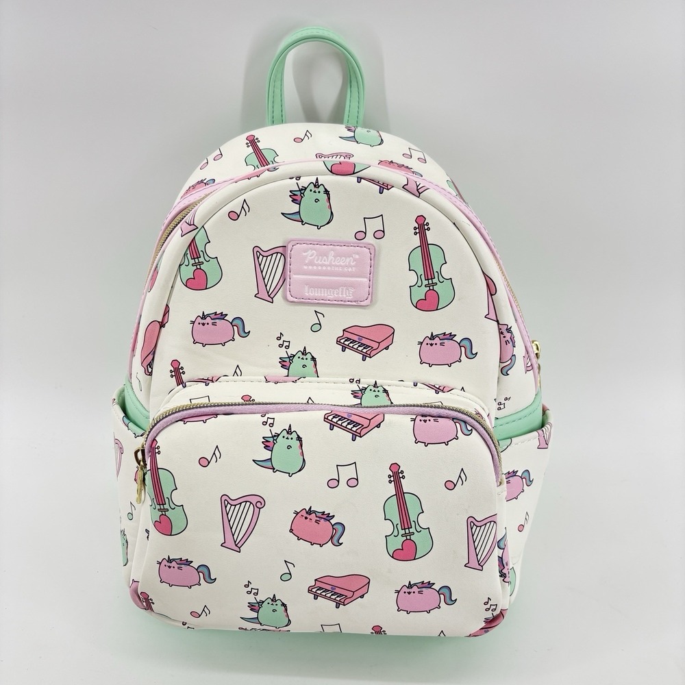 Loungefly Pusheen Cat Unicorn Music Instrument‎ Pink Green Mini Backpack Retired